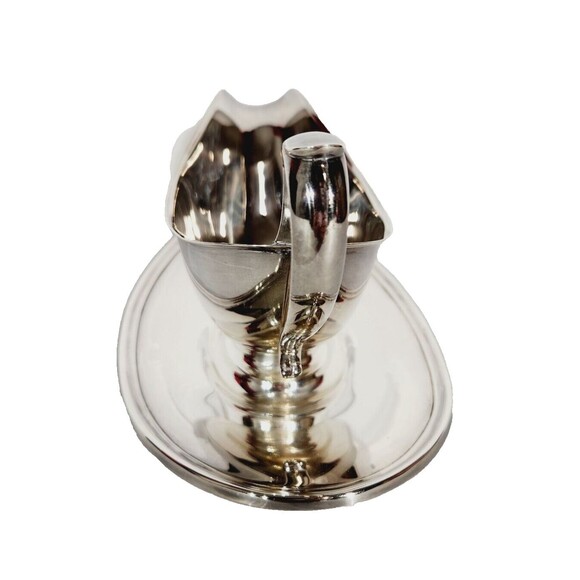 Gorham YC430 Gravy Sauce Boat w Underplate Silver Plate Vtg Colonial Drip Tray - Picture 3 of 9